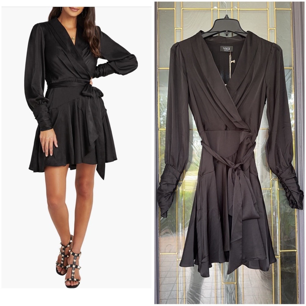 NWT Nordstrom Z*mmerm*n look alike! Vici satin wrap dress XS